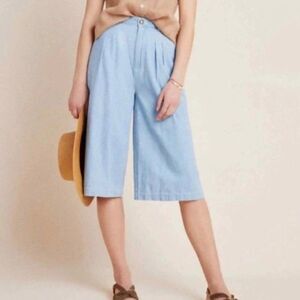 Anthropologie Pilcro Mina Denim Chambray Pleated Culottes| 28